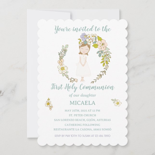 Invitación de Comunión MICAELA (Anverso)