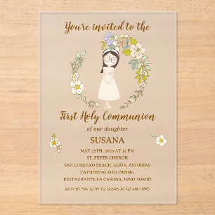 Invitación de Comunión sobre acrílico SUSANA