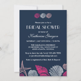 Invitación de conchas azules marinas para boda de 