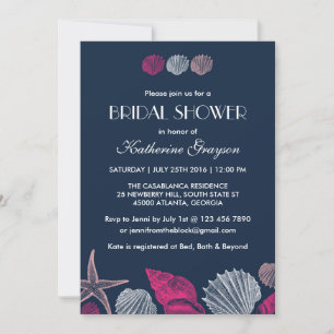 Invitación de conchas azules marinas para boda de 