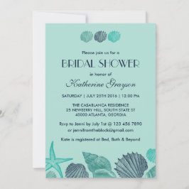 Invitación de Conchas Azules Suaves para Boda de V
