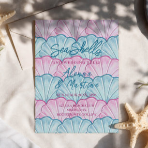 Invitación de conchas de océano y campanas de boda