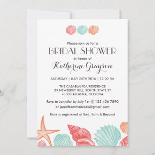 Invitación de conchas marinas blancas para boda de