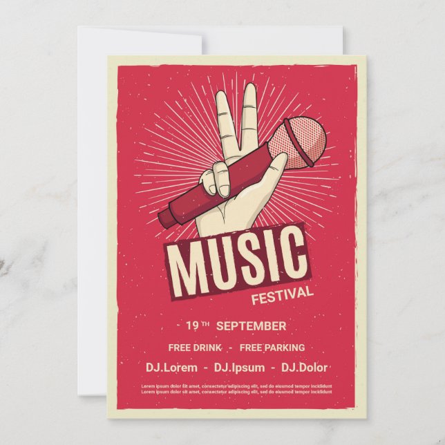 Invitación de concierto de música retro Invitación (Anverso)