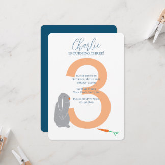 Invitación de conejita moderna personalizada de te