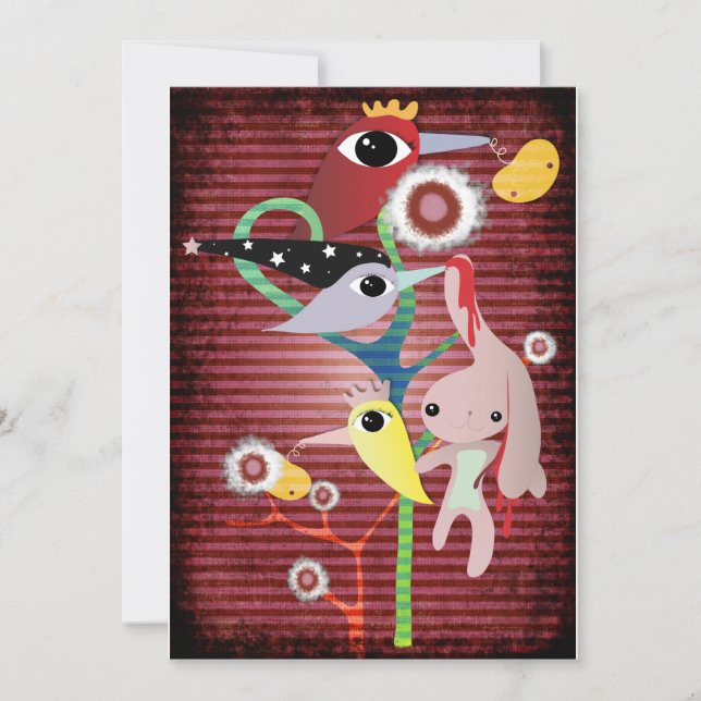 Invitación de conejito aterrador de Halloween sang (Anverso)