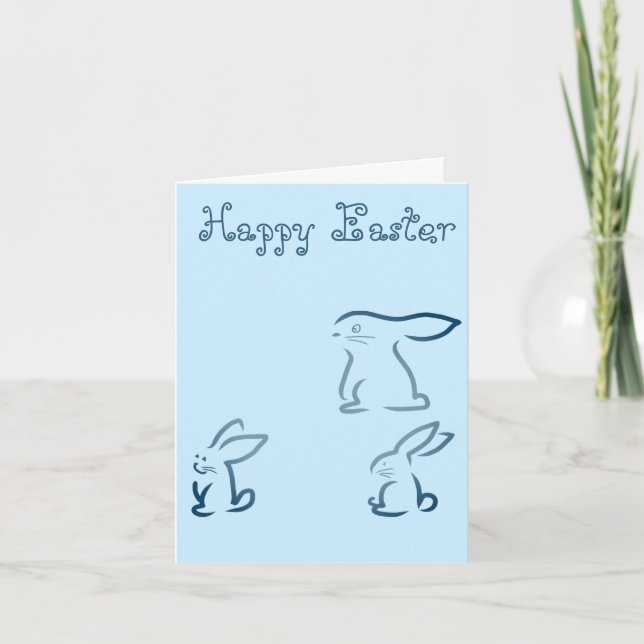 Invitación de conejito azul, feliz pascua (Anverso)