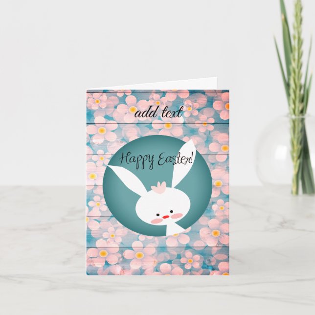 Invitación de conejito azul, feliz pascua (Anverso)
