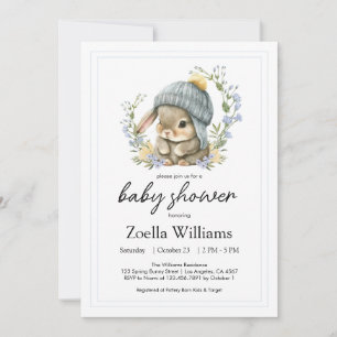 Invitación de conejito bebé Wildflower