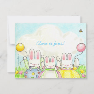 Invitación de conejito de tres globos