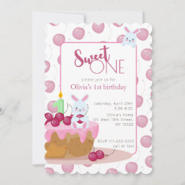 Invitación de conejito dulce de cerezo