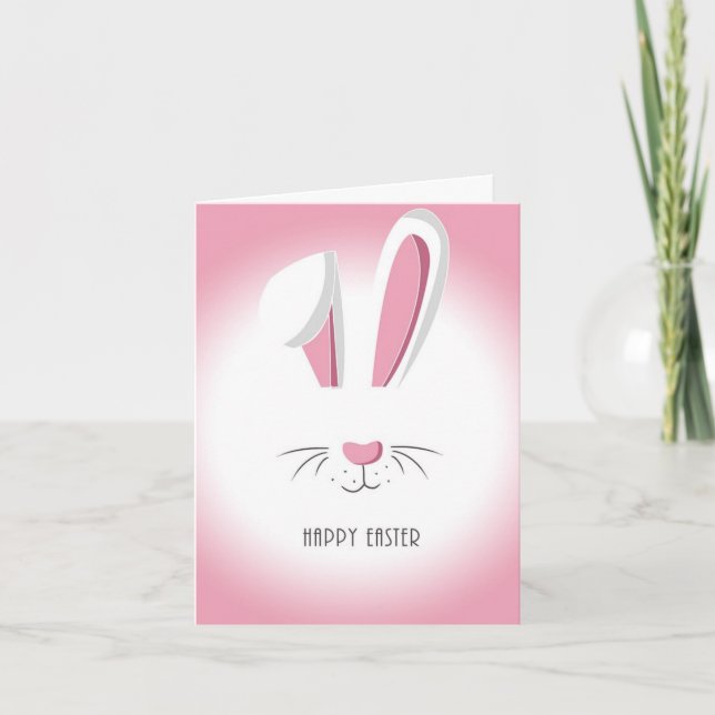 Invitación de conejito rosado feliz de Pascua (Anverso)
