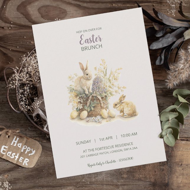 Invitación de conejo de Brunch de Pascua (Subido por el creador)