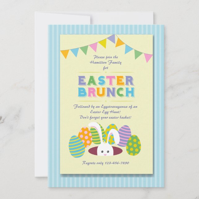 Invitación de conejo de Brunch de Pascua (Anverso)