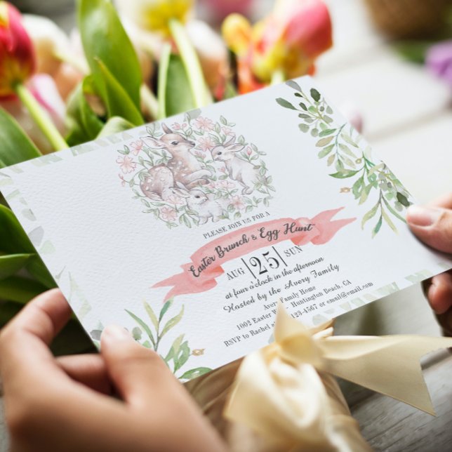 Invitación de conejo de venado de Brunch y Huevo d (Subido por el creador)