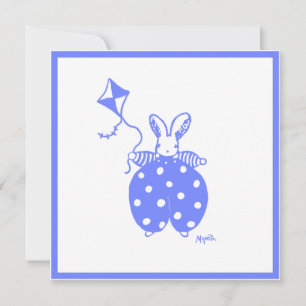 invitación de conejo niño azul