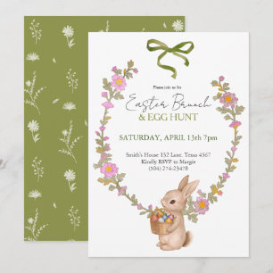 Invitación de conejo para brunch y caza de huevos 