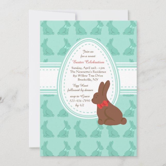 Invitación de conejos de Pascua (Anverso)