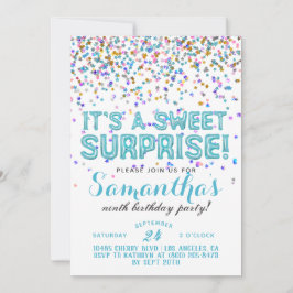 Invitación de Confeti de Cumpleaños Dulce Sorpresa