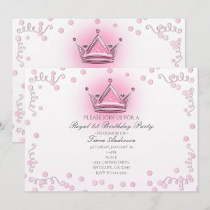 Invitación de Confeti de Fiesta con Corona Rosa y 