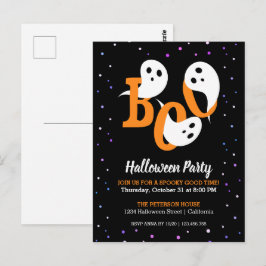 Invitación de Confeti Morado Fantasmas de Hallowee
