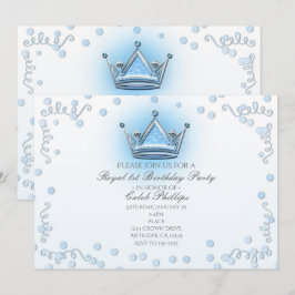 Invitación de Confeti para Fiesta de Corona Azul y