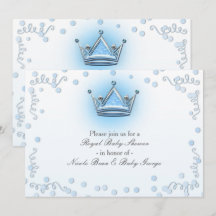 Invitación de Confeti para Fiesta de Corona Azul y