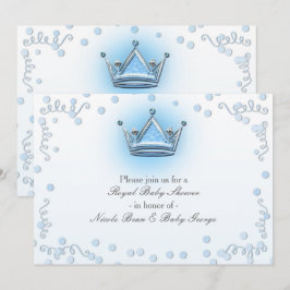 Invitación de Confeti para Fiesta de Corona Azul y