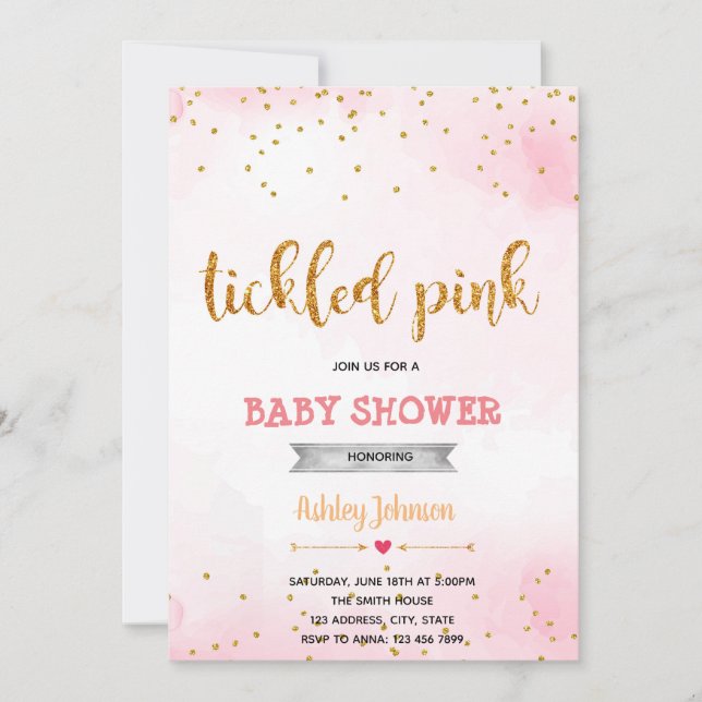Invitación de confeti rosa divertido (Anverso)