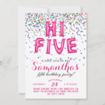 Invitación de Confetti de 5 Años