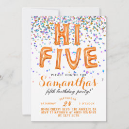 Invitación de Confetti de 5 Años