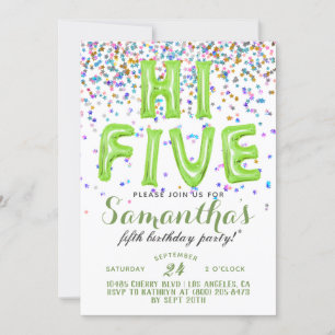 Invitación de Confetti de 5 Años