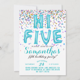 Invitación de Confetti de 5 Años