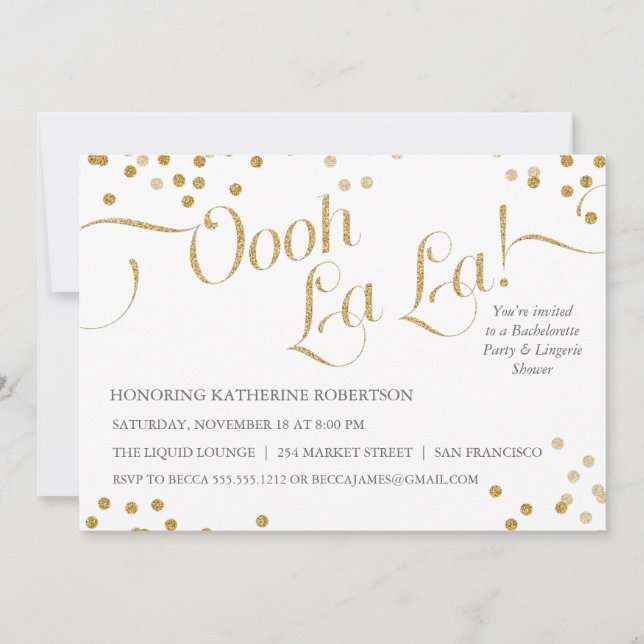 Invitación de Confetti Oooh La Fiesta (Anverso)