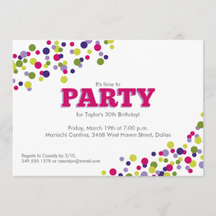 Invitación de Confetti Sprinkle Party en morado
