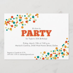 Invitación de Confetti Sprinkle Party en Naranja