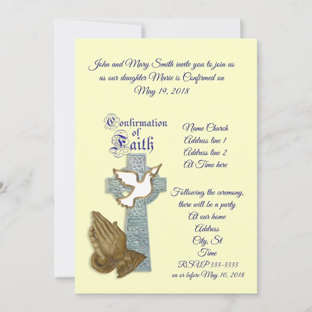 Invitación de confirmación color personalizado (Anverso)