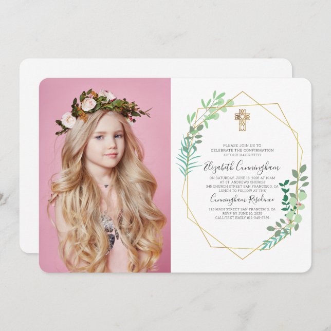 Invitación de confirmación cruzada de follaje geom (Anverso / Reverso)