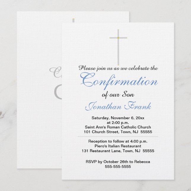 Invitación de confirmación cruzada por hijo (Anverso / Reverso)