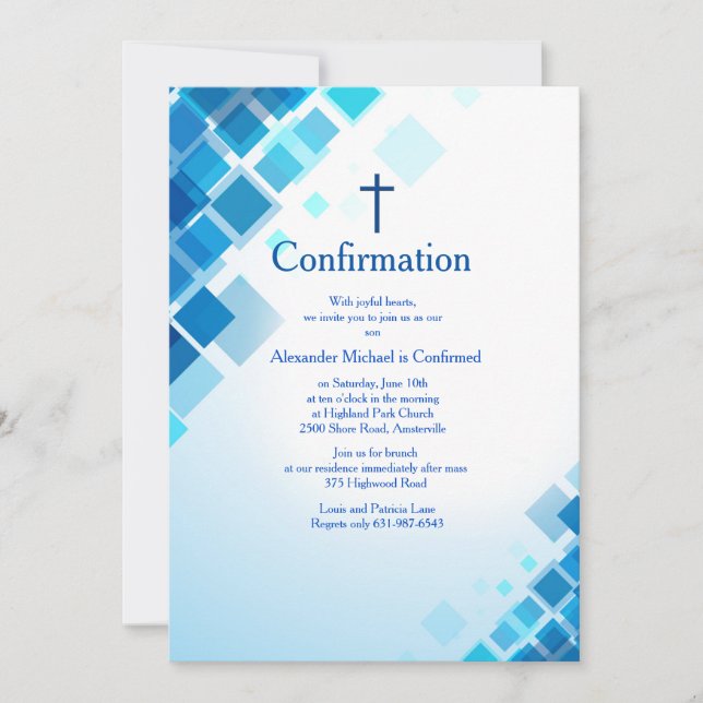 Invitación de confirmación de cuadrados brillantes (Anverso)