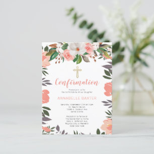 Invitación de confirmación de floral de color de a