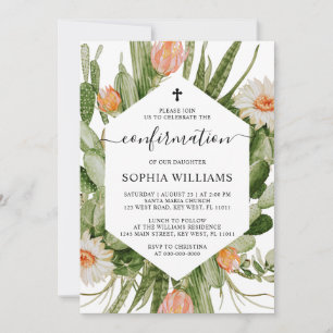 Invitación de confirmación de flores de cactus