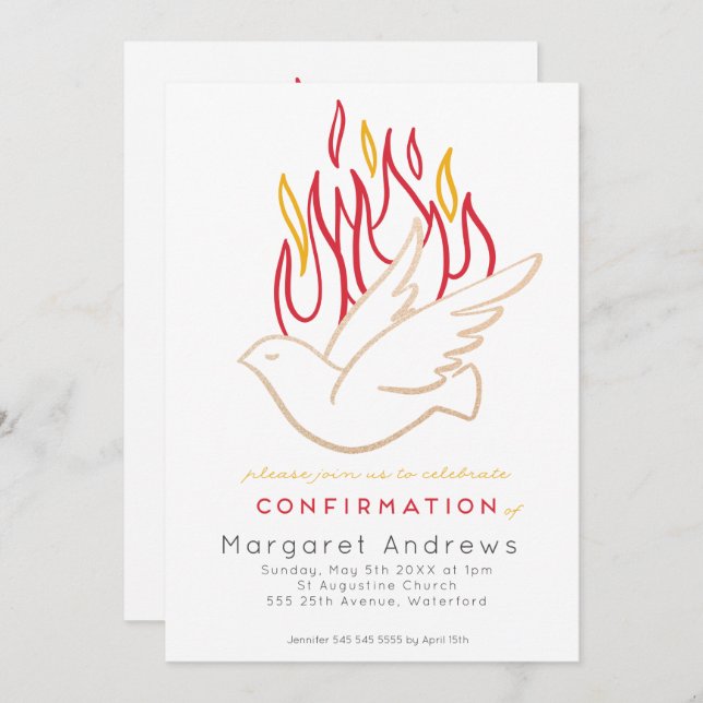 Invitación de confirmación de Golden Dove (Anverso / Reverso)