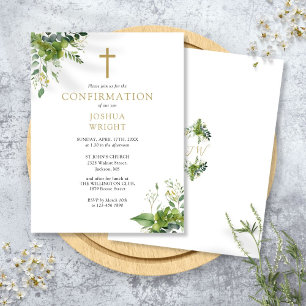 Invitación de Confirmación de Monograma con Verdor