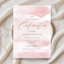 Invitación de Confirmación de Niña con Acuarela Ro