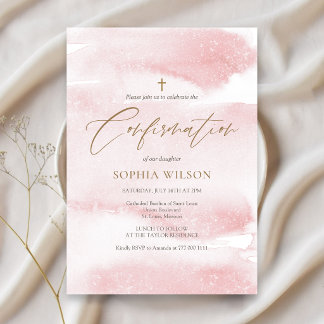 Invitación de Confirmación de Niña con Acuarela Ro