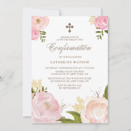 Invitación de confirmación de tonos de agua rosado