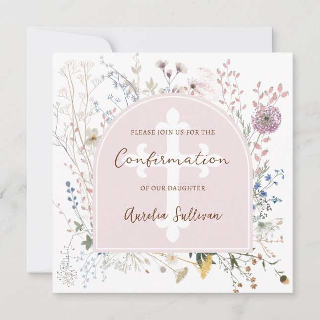 Invitación de confirmación del Arco de Flores Silv (Anverso)