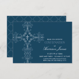 Invitación de confirmación del chico con cruz, ini