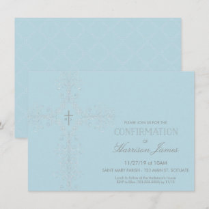 Invitación de confirmación del chico con cruz, ini